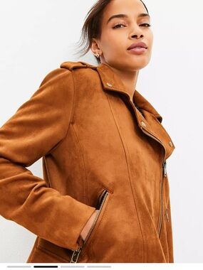 Faux Suede Moto Jacket Size LP NWT